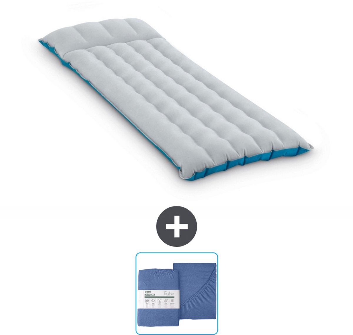 Intex Campingmat - 1-Persoons - 67 x 184 x 17 cm - Blauw - Inclusief en Hoeslaken