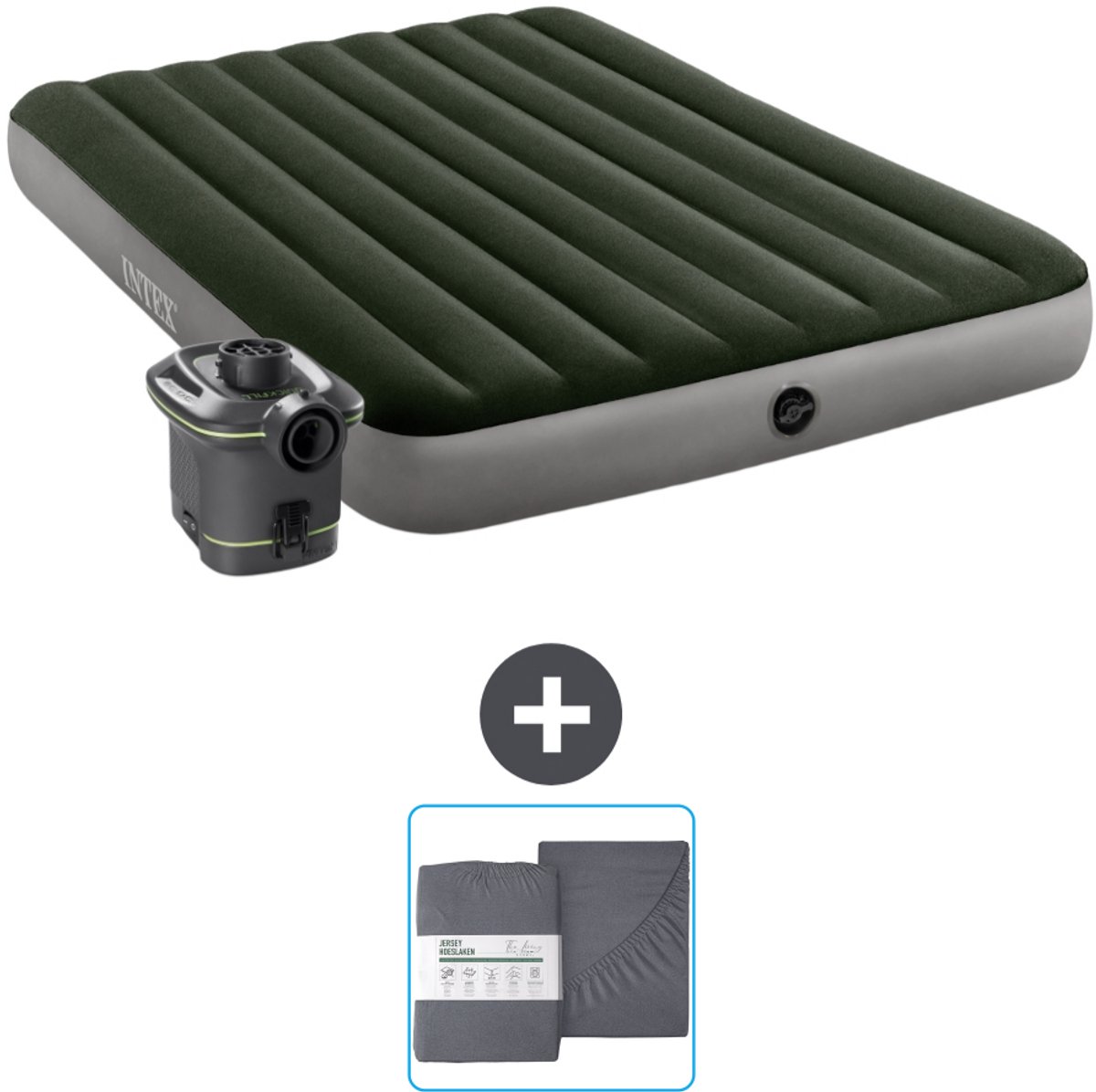 Intex Luchtbed - 2-Persoons - 152 x 203 x 25 cm - Groen - Inclusief pomp en Hoeslaken
