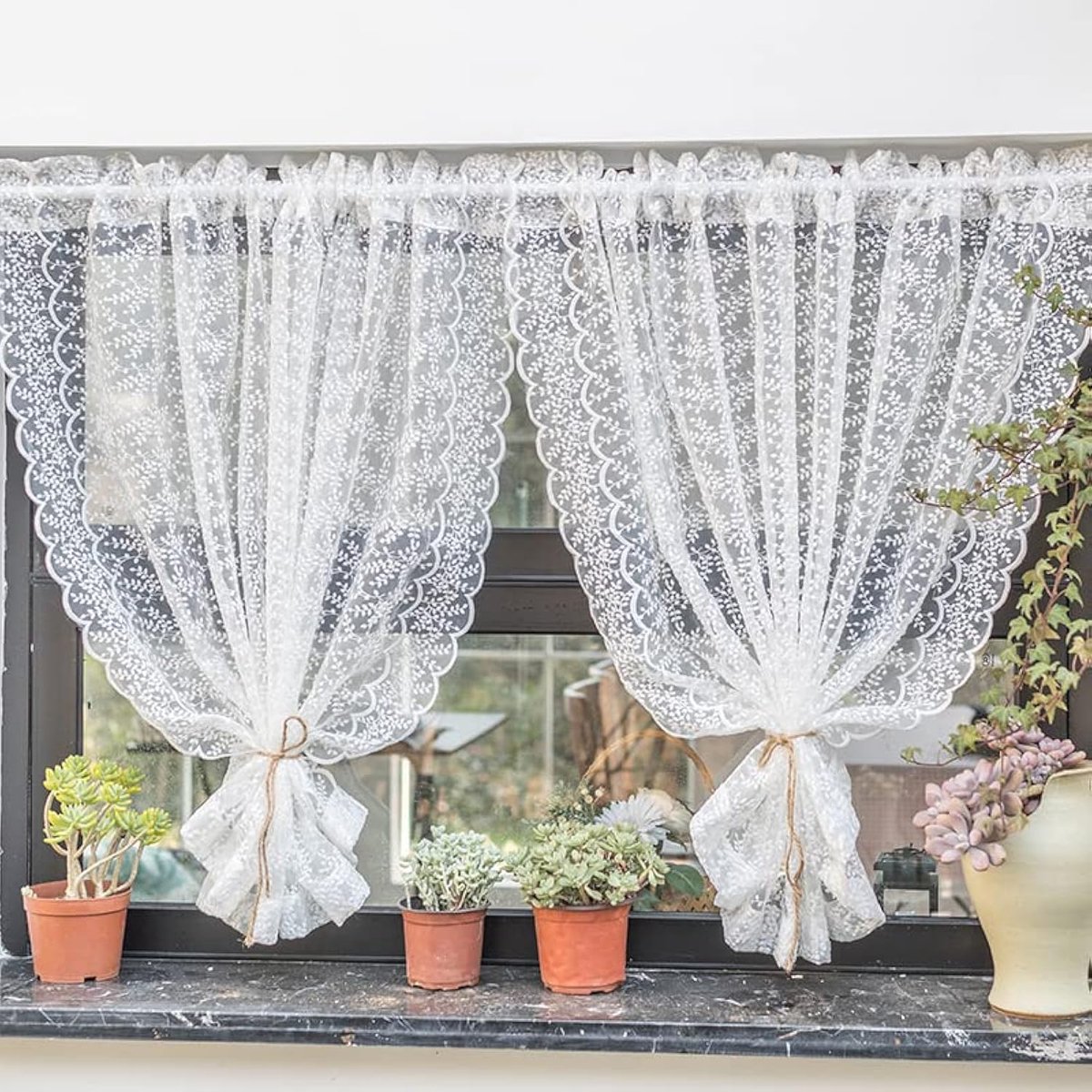 Unyqoos ® Charmant Wit Gordijn met Romantische Kanten Rand voor Huiselijke Elegantie in Elke Ruimte