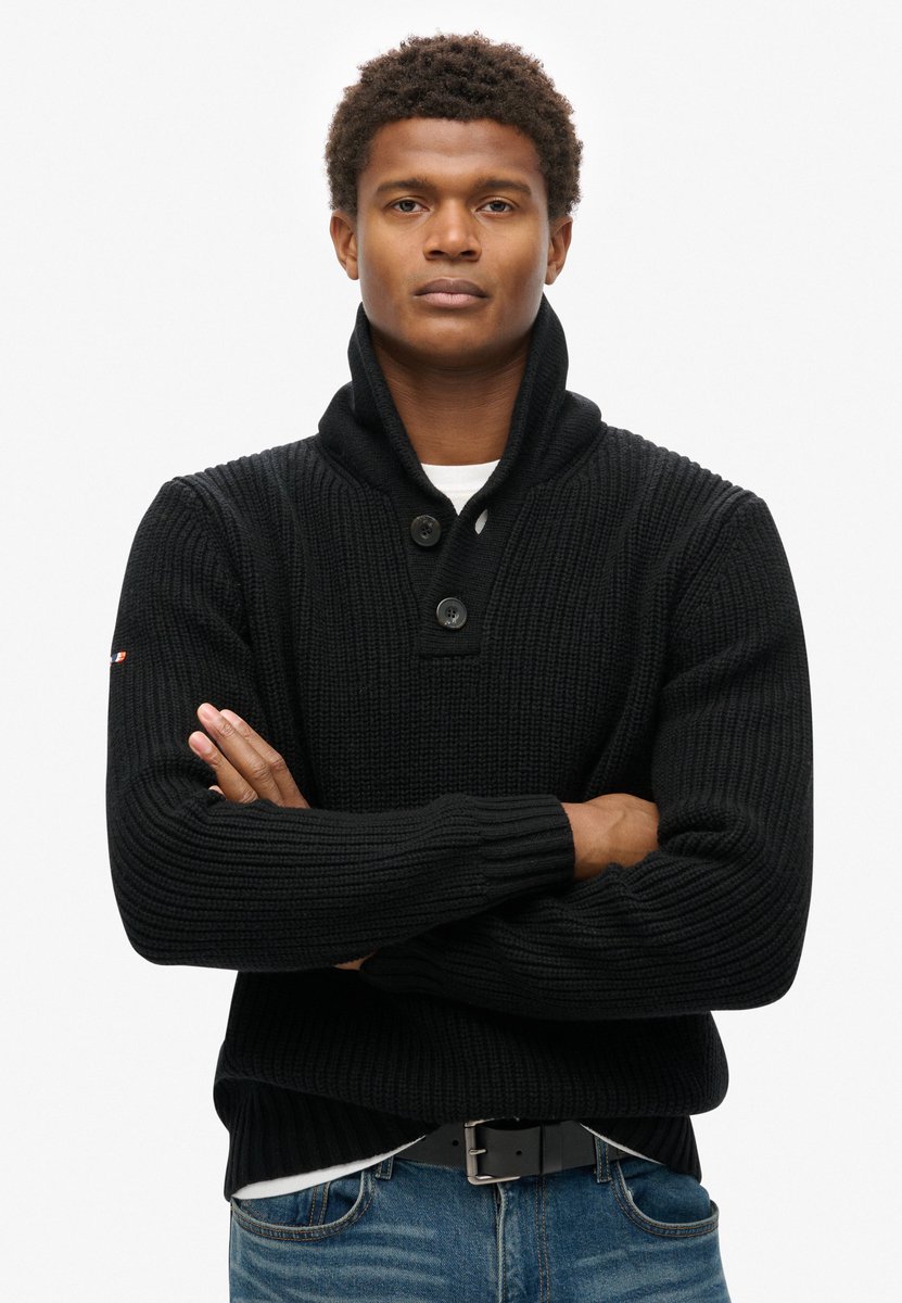 Superdry Trui met sjaalkraag Heren Sweaters Zwart