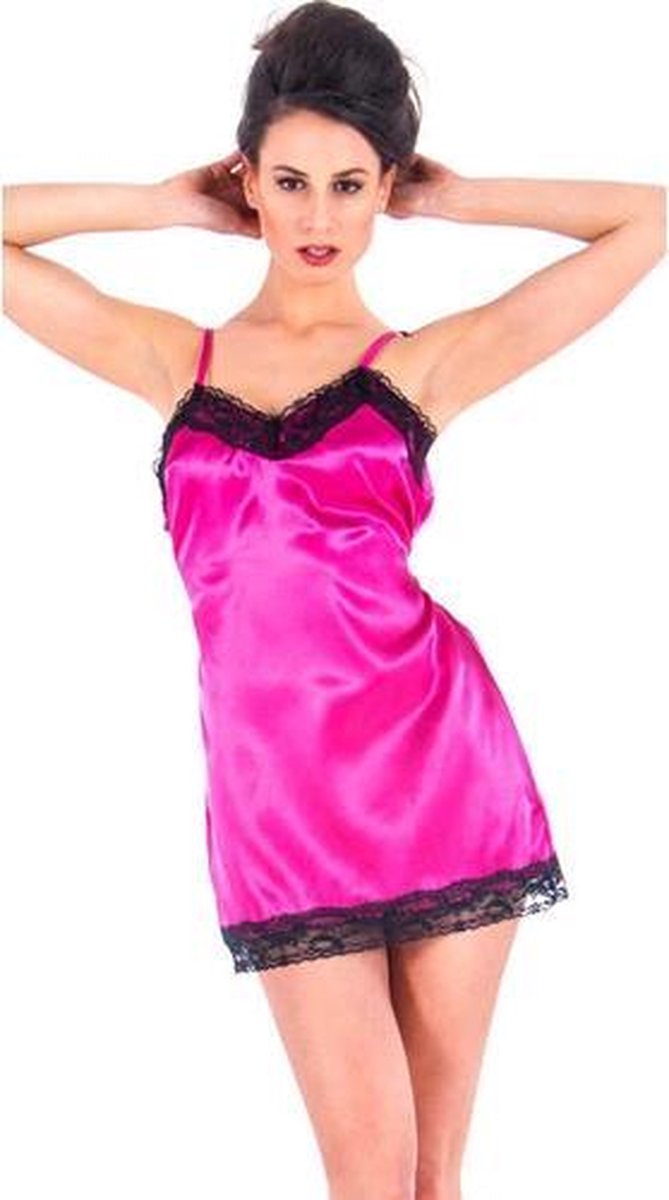 Goedkoopste Vixson Satijnen Nachtjurkje Met Kant - Roze