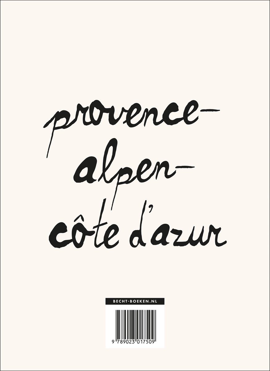 Boekcover met de tekst 'provence-alpen-côte d'azur' in kalligrafie. BECHT-BOEKEN.NL.