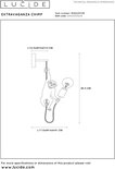 Technische tekening van de gouden aap wandlamp met afmetingen.