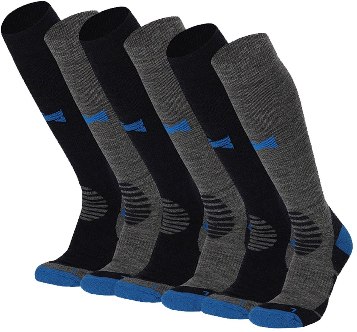 Xtreme Outdoor Compressiesokken 6 paar Compressie Wandelsokken Dames & Heren Blauw