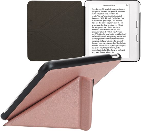 kwmobile e-reader hoesje geschikt voor Kobo Libra Colour hoes - Ereader flip case met standaard - E reader cover van kunstleer - In roségoud van Merkloos — afbeelding 3