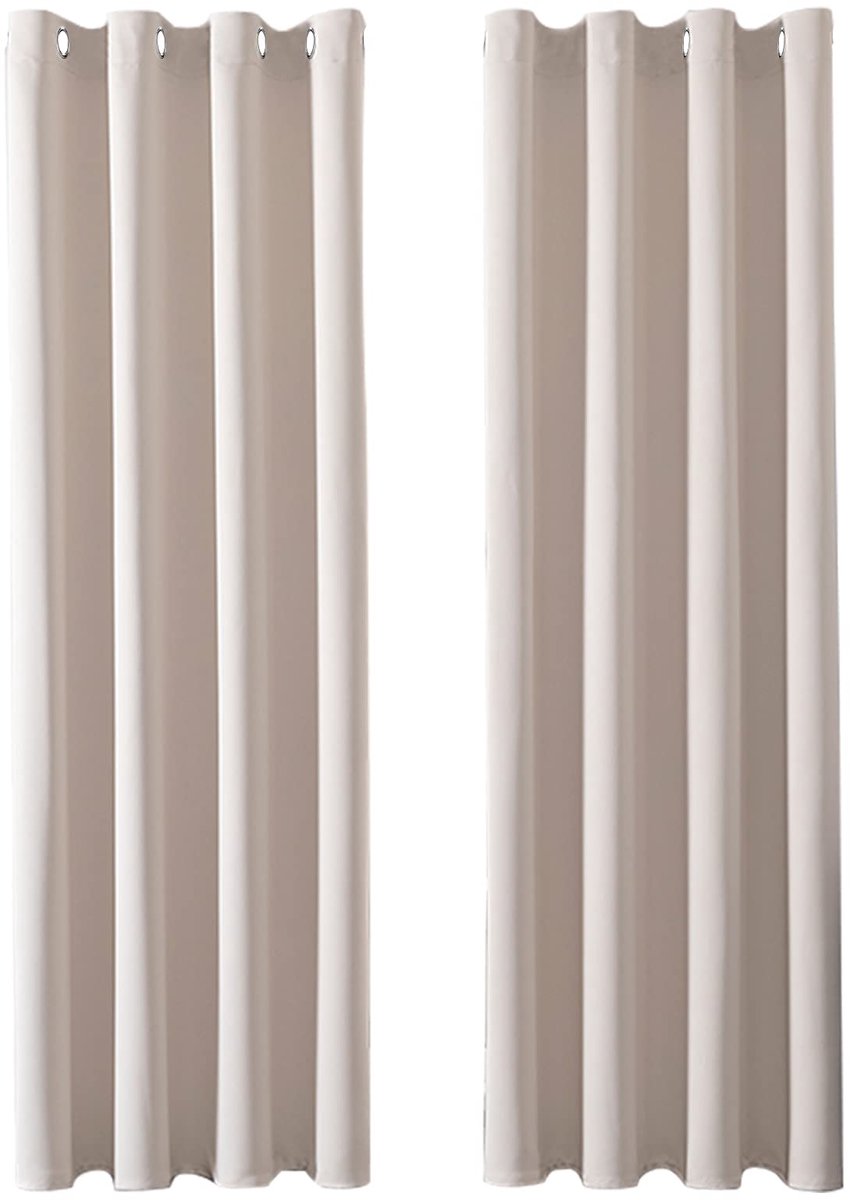 Unyqoos ® Moderne Verduisteringsgordijnen met Ingestanste Ringen voor Elk Interieur - Set van 2, Crème-Beige, 225 x 140 cm