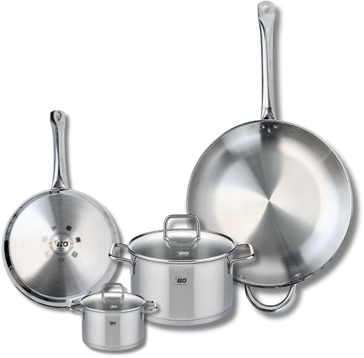Set van 2 Bakpannen 24 en 32 cm en 2 Kookpotten 12 en 20 cm Elo Profi Citrin