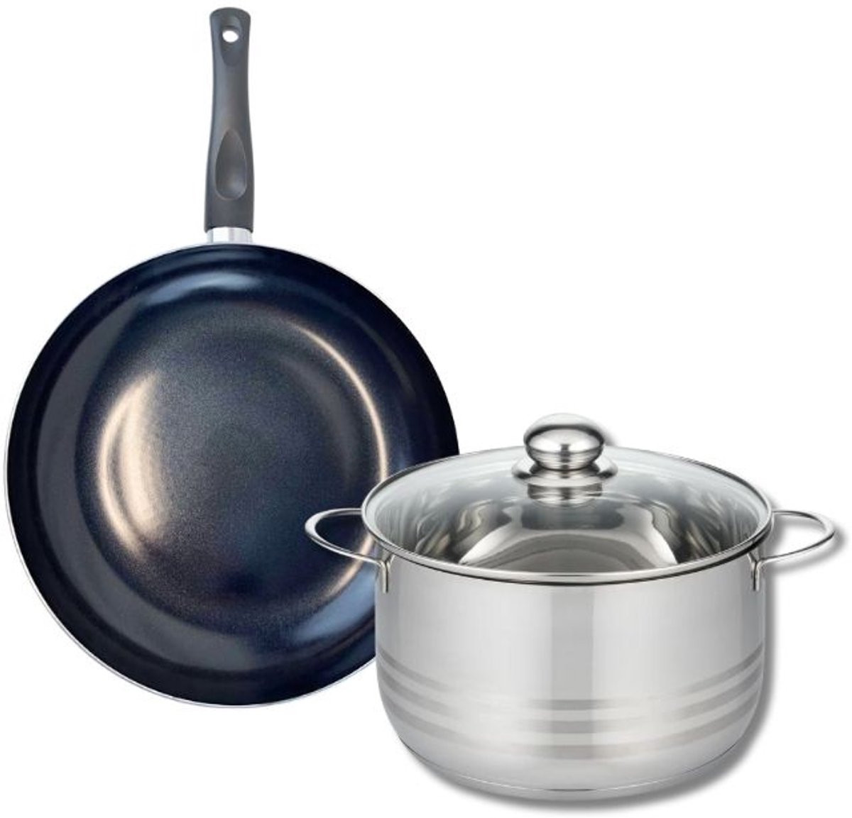 Set van 1 Koekenpan 24 cm en 1 braadpan 20 cm Elo Prima Glanzend