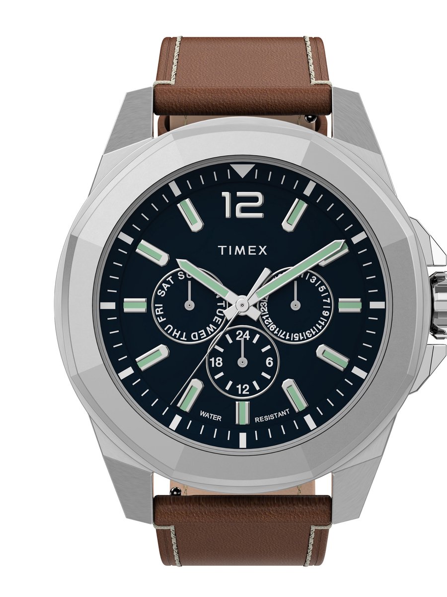 Timex Essex Avenue TW2U42800 Horloge - Leer - Bruin - Ø 46 mm
