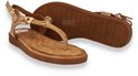 Gouden sandalen met gesp, dunne bandjes en kraaltjes, met onderkant.
