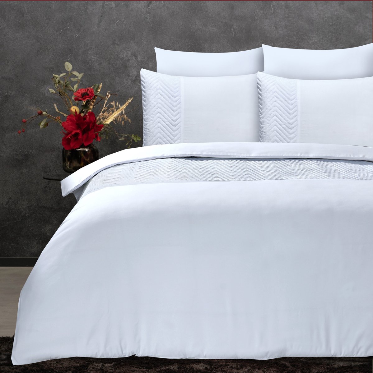 Sleeptime dekbedovertrek Velvet Crossline Wit 200 x 200/220 cm
