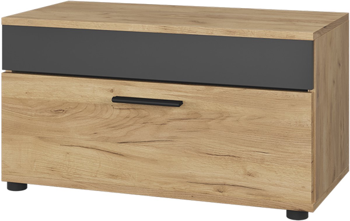 Vicco Berno Woonkamerkast – 70.8 x 38.9 cm met scharnierende deur Eik goud/antraciet Goudkleurig Eiken/Antraciet