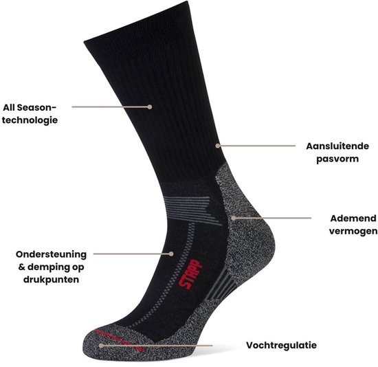 STAPP Chaussettes de marche toutes saisons Techno Boston - 3 paires - Zwart