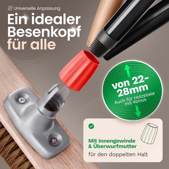 Novaliv kokosbezem 40 cm met steel kokosharen bezem natuurhaar met steel ideaal als werkplaatsbezem halbezem industriële bezem huisbezem veegbezem schildersbezem haarbezem terrasbezem zacht van Novaliv — afbeelding 2
