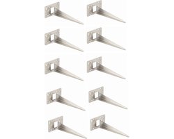 Novatool 10 x grondpennen metaal 10 x 6 x 18 cm roestvrij staal professionele grondanker voor lampen grondhuls tuinpen tuinpennen tuinaccessoires grondbevestiging stopcontactpalen grondnagel grondanker staal