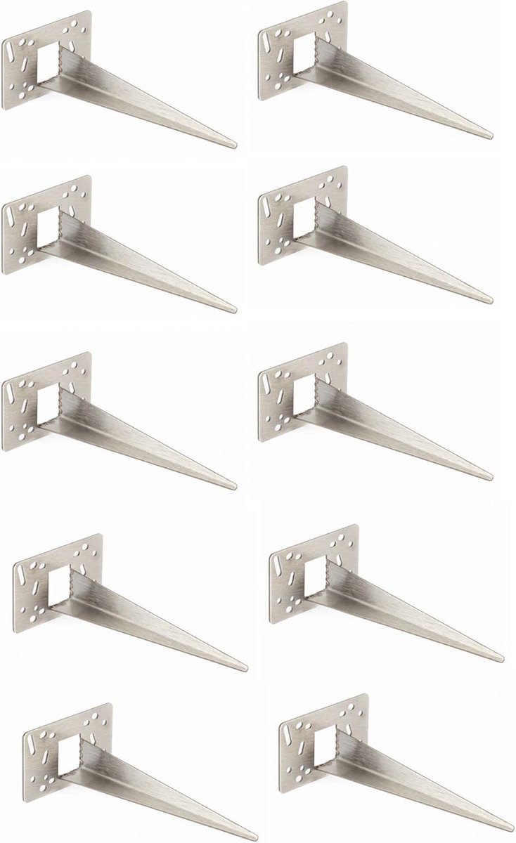 Novatool 10 x grondpennen metaal 10 x 6 x 18 cm roestvrij staal professionele grondanker voor lampen grondhuls tuinpen tuinpennen tuinaccessoires grondbevestiging stopcontactpalen grondnagel grondanker staal