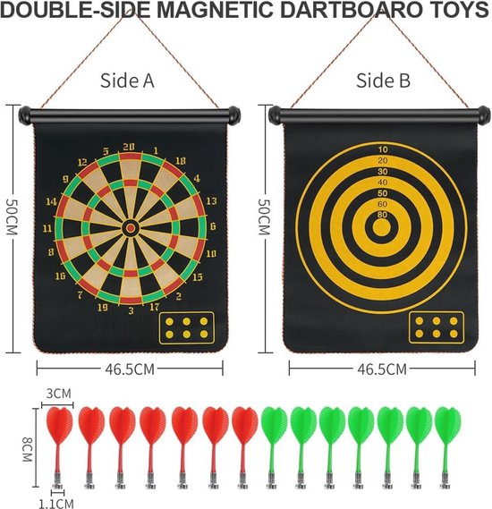 Veiligheidsdartbordset - 17 inch magnetisch dartbord met 6 dartpijlen, perfect voor thuis, tuin of feestspellen