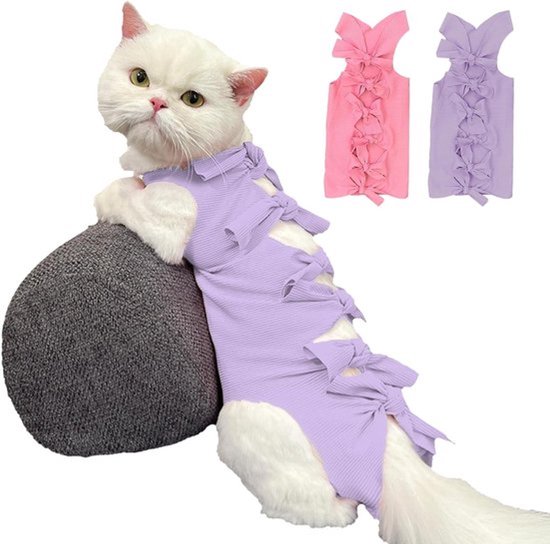 HACRAHO Herstelpak voor Kat, 1 STK Aardbeikotoen Kat Sterilisatiepak Ademende Kat Operatie Herstel Beschermend Shirt voor Katten Na Operatie, M
