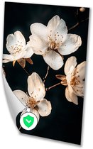 Minimalistische witte bloesems in detail - Bloesem wanddecoratie - Muurdecoratie bloemen - Realistische kunst - Interieurposters - Muurdecoratie posters - Poster 100x150 cm