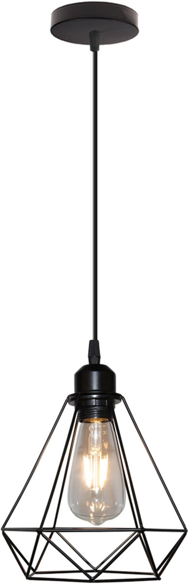 Hanglamp Cage Metalen Lampenkap Plafondlamp Vintage E27 voor Keuken Woonkamer Slaapkamer Zwart