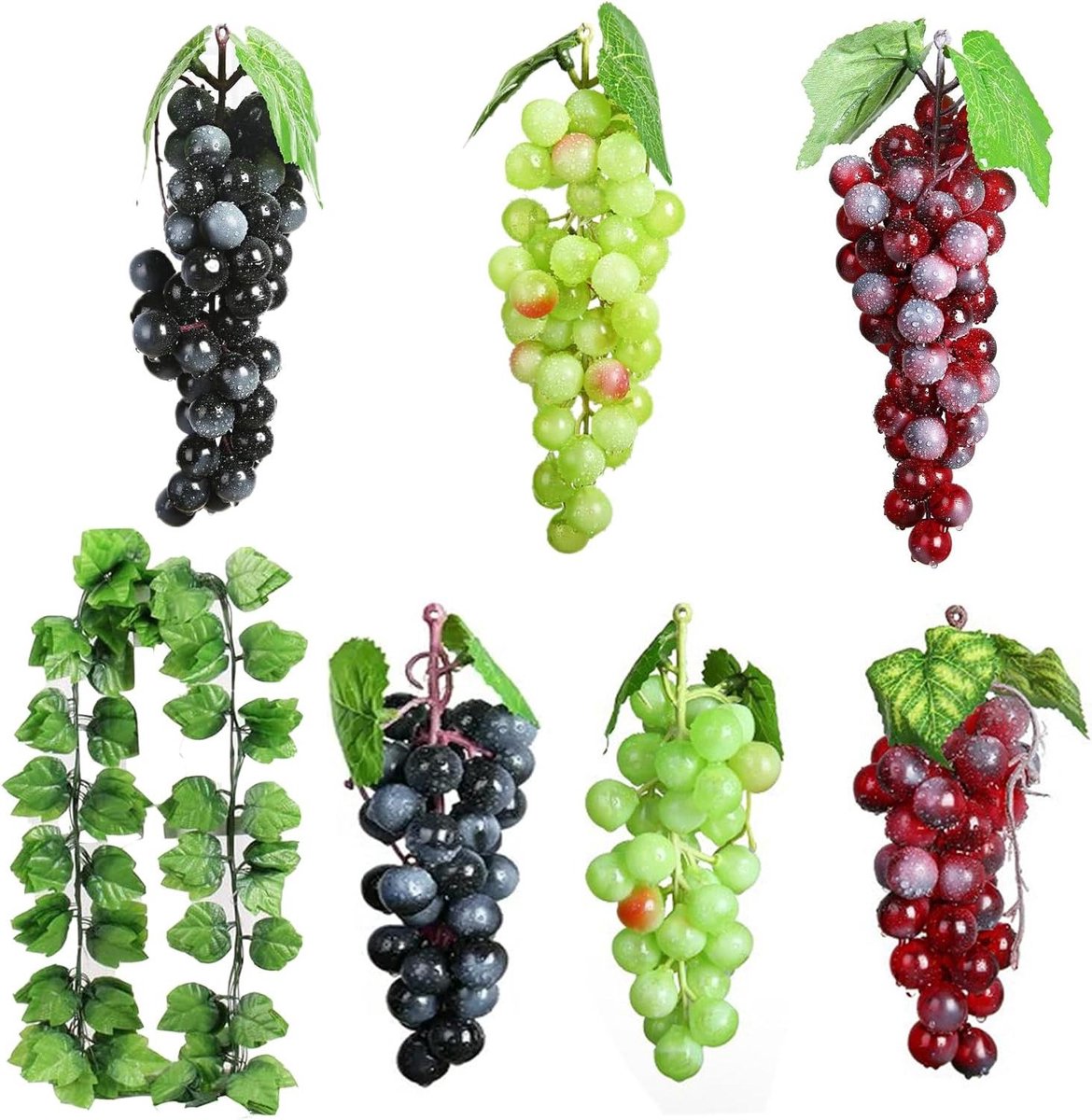 Kunstmatige Druivencluster - Levensecht Fruitdecoratie voor Huistuindecoratie - 7 Stuks