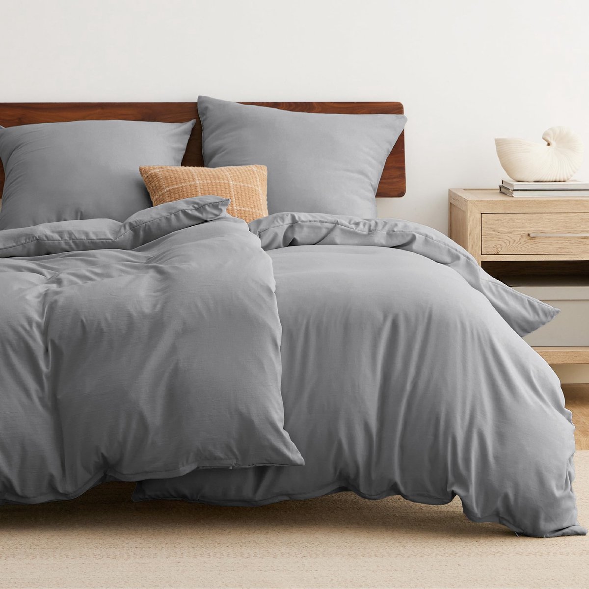 Ibenzoa Uitgebreide 4-Delige Beddengoedset – Grijs, ÖkoTex Microvezel