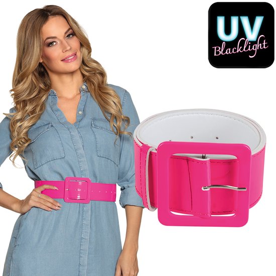 Boland - Riem Retro neonroze Roze,Neon - Volwassenen - Vrouwen - Hippie - 80's & 90's - Disco