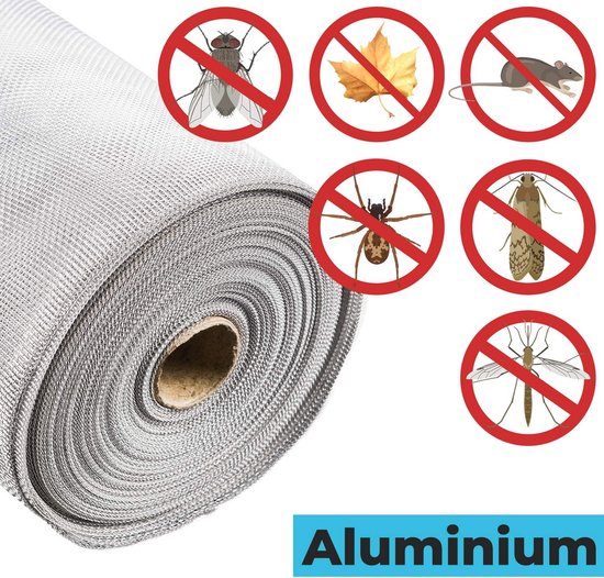STAHLIA®, vliegengaas, aluminium, zwart, insectenbescherming, aluminium gaas tegen raten, muizen, vliegen, aluminium, zwart, afmetingen l x b