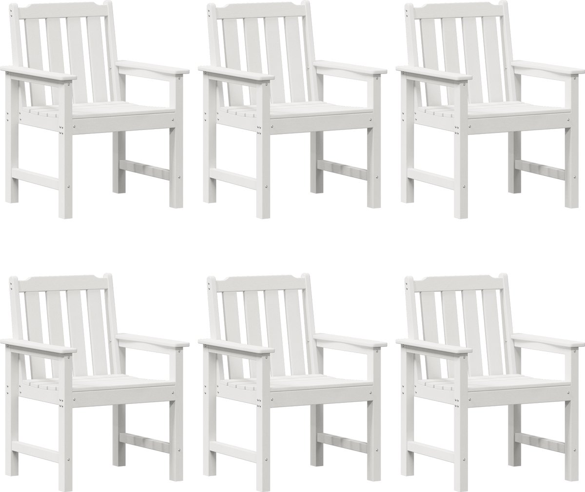 vidaXL - Tuinstoel - 6 - st - Wit - Polyetheen