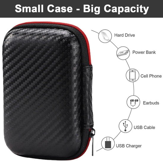 Beschermhoes voor externe harde schijf 11 cm x 8 cm x 4 cm - Draagbare externe SSD reistas organizer zwart van Merkloos — afbeelding 4