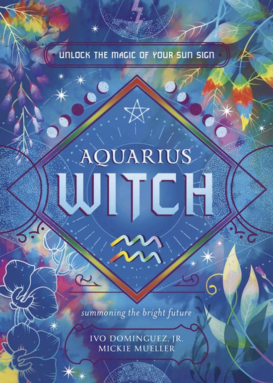 Couverture de 'Aquarius Witch' avec le texte 'Unlock the Magic of Your Sun Sign' et le symbole du Verseau.