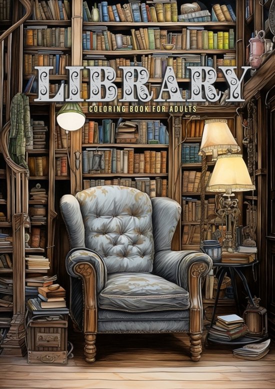 Library Coloring Book for Adults - cover