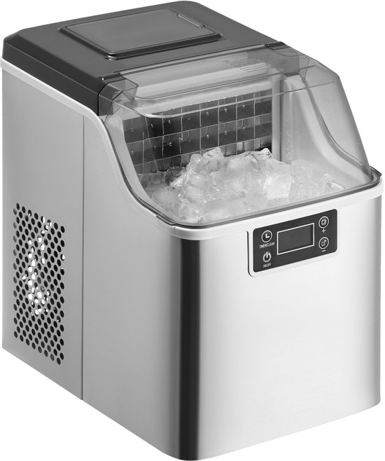 SnelShoppen - IJsblokjesmachine voor aanrecht, 20,4 kg per 24 uur, draagbaar, zelfreinigend, met ijsschep en mand, zilver, ideaal voor keuken, bar, ka — afbeelding 3