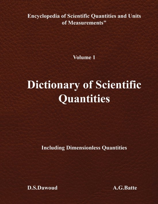 DICTIONARY OF SCIENTIFIC QUANTITIES - Volume I - cover