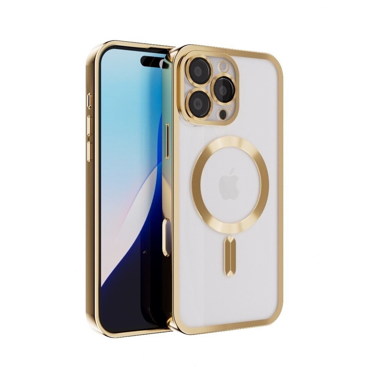 Coverzs hard case met camera cover geschikt voor iPhone 15 Pro Max (goud) - camera cover, hard case, premium bescherming