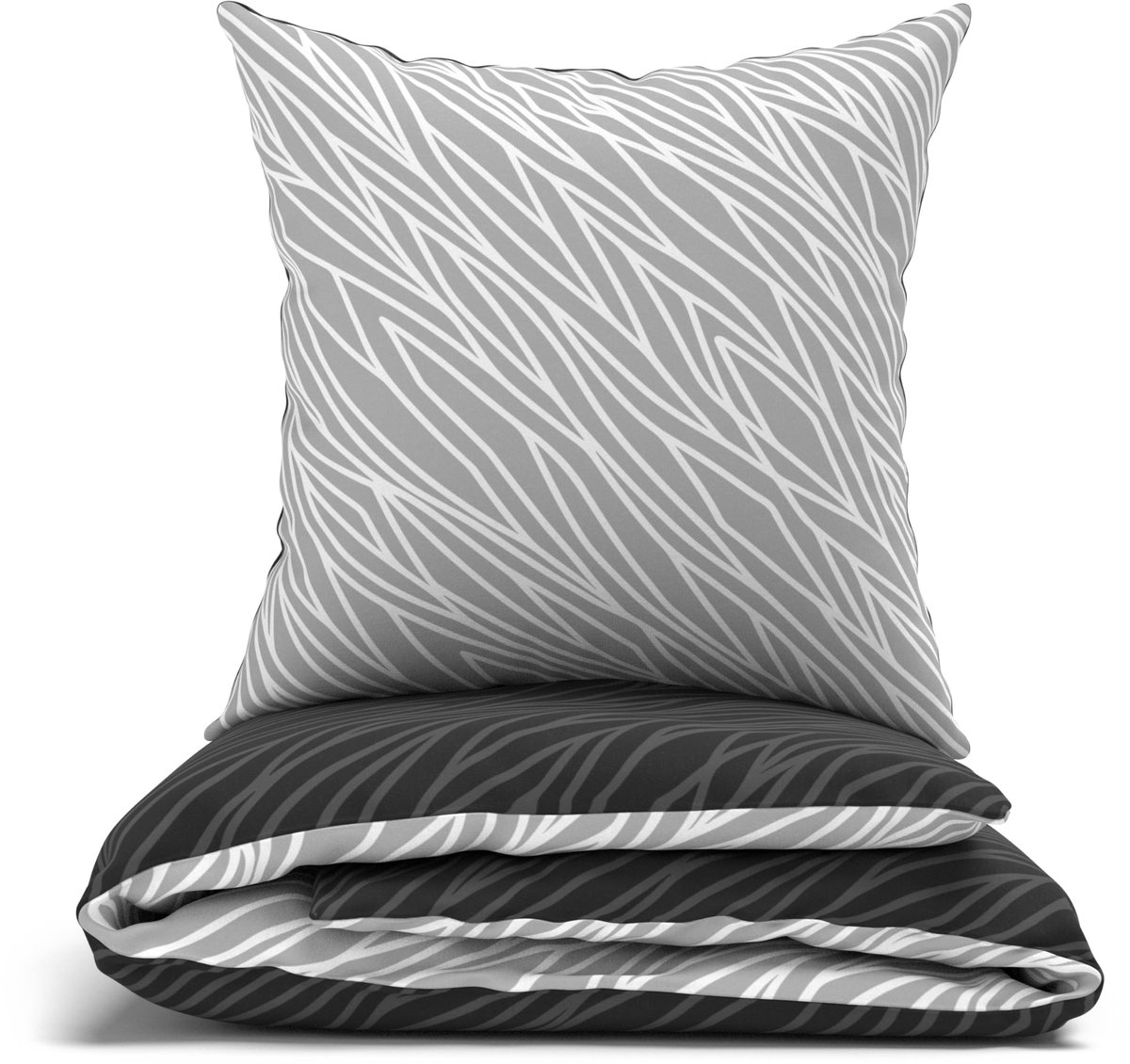 Unyqoos Premium Geometrisch Katoenen Beddengoed voor Elk Seizoen - Antracietgrijs, 135x200 cm antraciet, grijs, geometrisch,