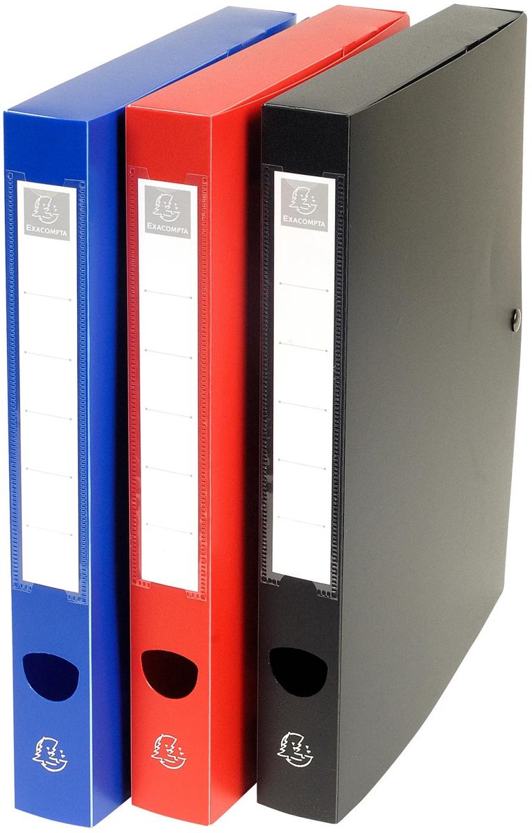 Exacompta 10x Ondoorzichtige klasseerdoose PP 7/10de Rug 40mm - A4 - Zwart - 54631E