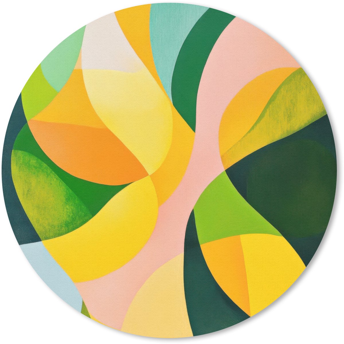 Muismat rond 30x30 cm - Mousepad Abstract - Geel - Roze - Groen - Ronde muismatten