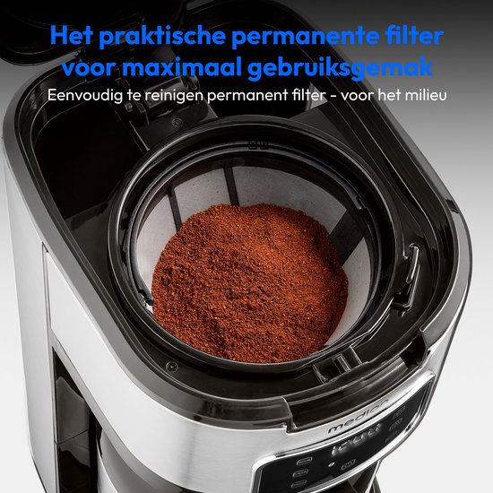METRO Professional Filterkoffiezetapparaat GCA2101, roestvrij staal, 2,3 L (watertank), 1900W, met thermoskan (1.9 L), 100 x papierfilter, temperatuurbereik: 30-98°C, zilver (2.3 L