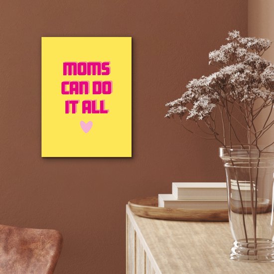 Aluminium schilderij 30x40 cm - Wanddecoratie metaal - Quote - Moeder - Hartje - Roze - Metalen muurdecoratie woonkamer - Decoratie industrieel - Foto op dibond - Industriële accessoires slaapkamer