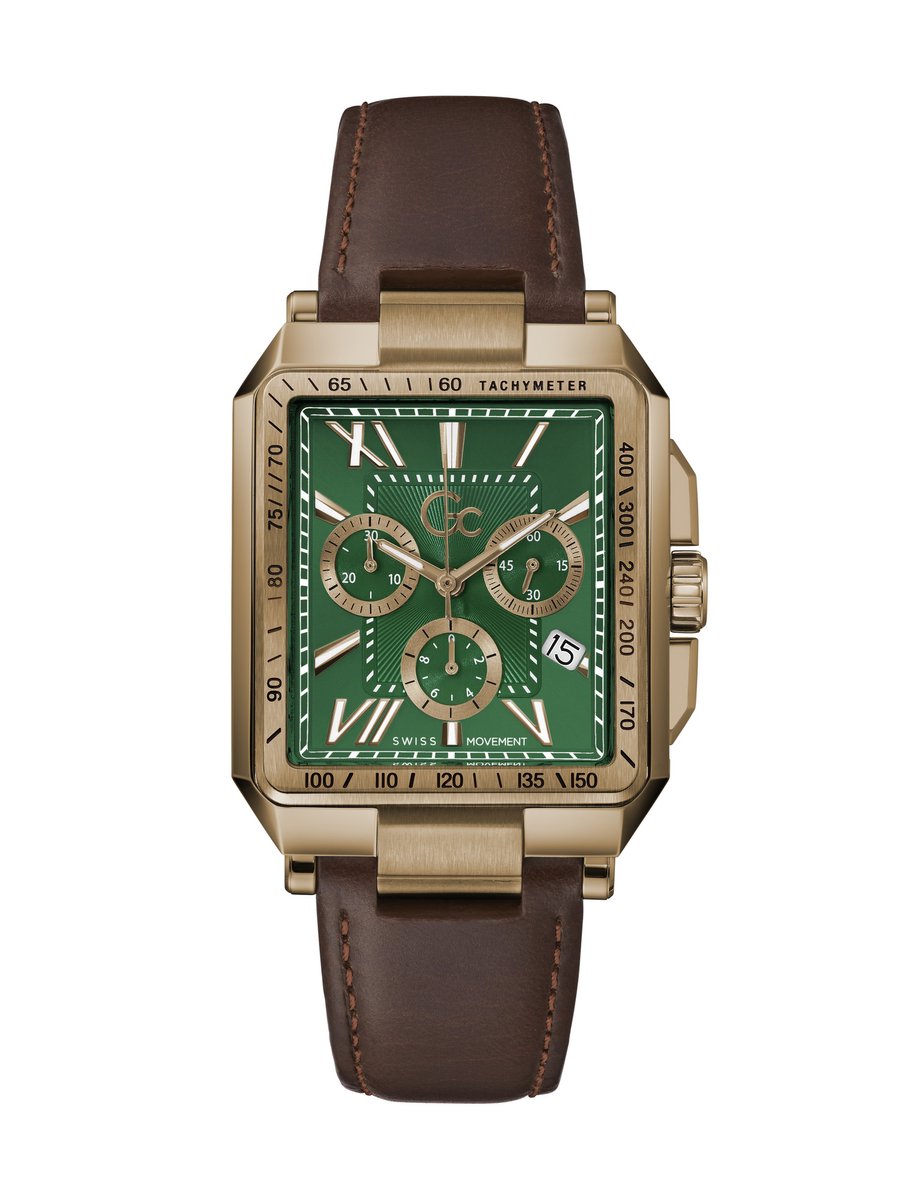 Gc Gc Elite Quartz Chronograaf Horloge Groen Kast: 100% Roestvrij Staal | Armband: 100% Leer 36 mm Z06003G9MF