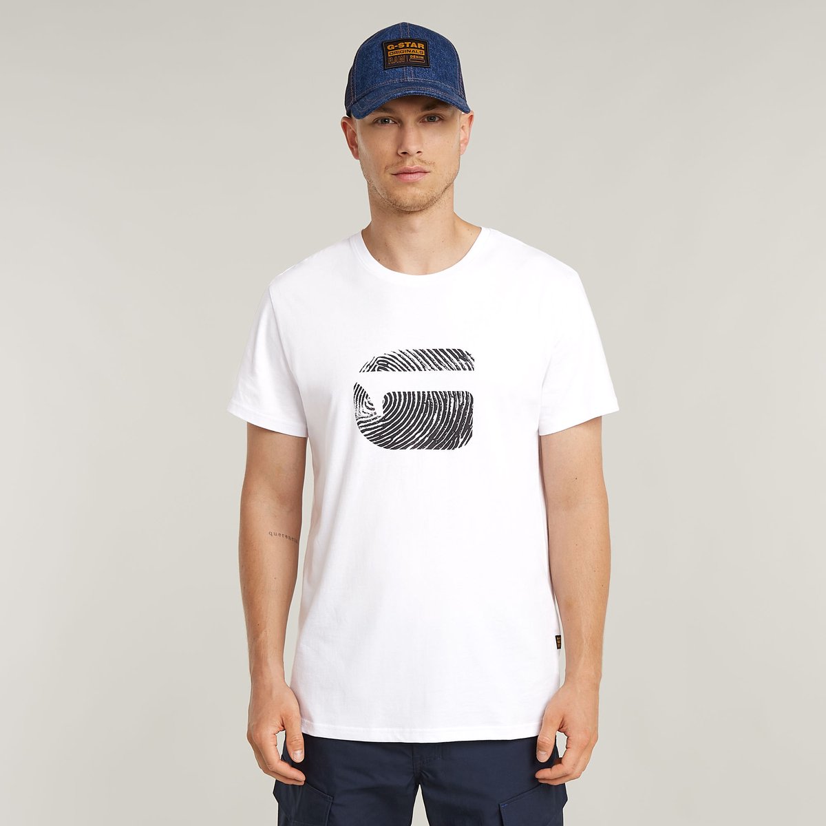 G-star Finger Print Burger T-shirt Met Korte Mouwen M Man Wit