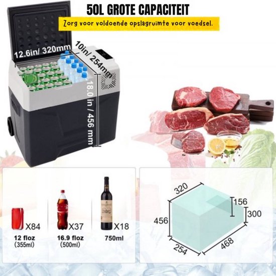 Auto Koelbox met Compressor - 50L Draagbare Koelkast met LCD Display - 12/220V Campingkoeler van Bolt Edge — afbeelding 5