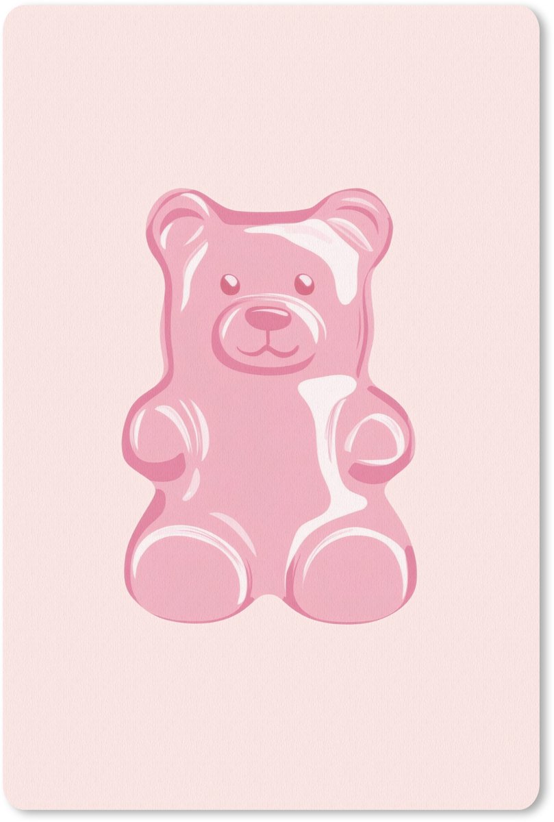 Muismat 18x27 cm - Mousepad Beer - Roze - Snoep - Muismatten