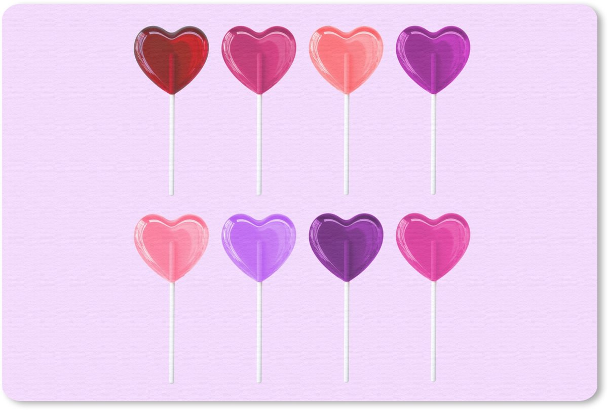 Muismat 27x18 cm - Mousepad Lolly - Hart - Roze - Snoep - Muismatten