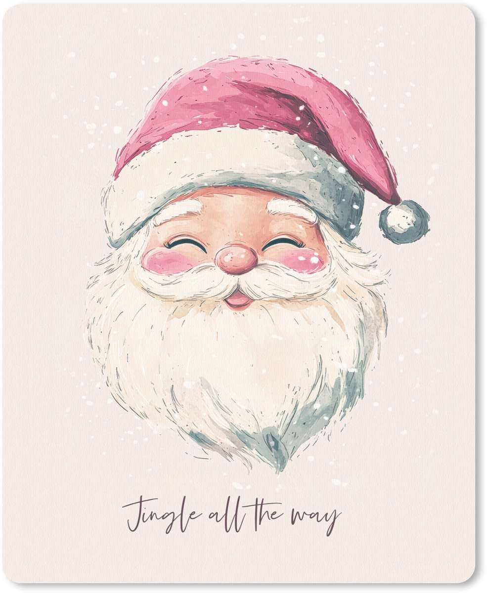 Muismat 19x23 cm - Mousepad Kerstman - Kerst - Quote - Beige - Muismatten