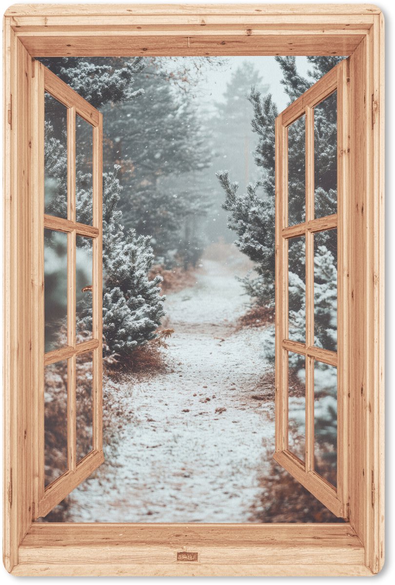 Muismat 18x27 cm - Mousepad Bos - Winter - Bomen - Natuur - Pad - Doorkijk - Muismatten