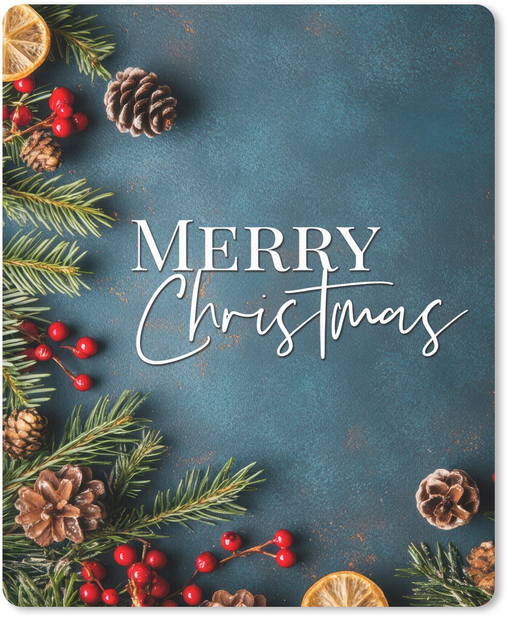 Muismat 19x23 cm - Mousepad Merry Christmas - Blauw - Kerst - Winter - Muismatten