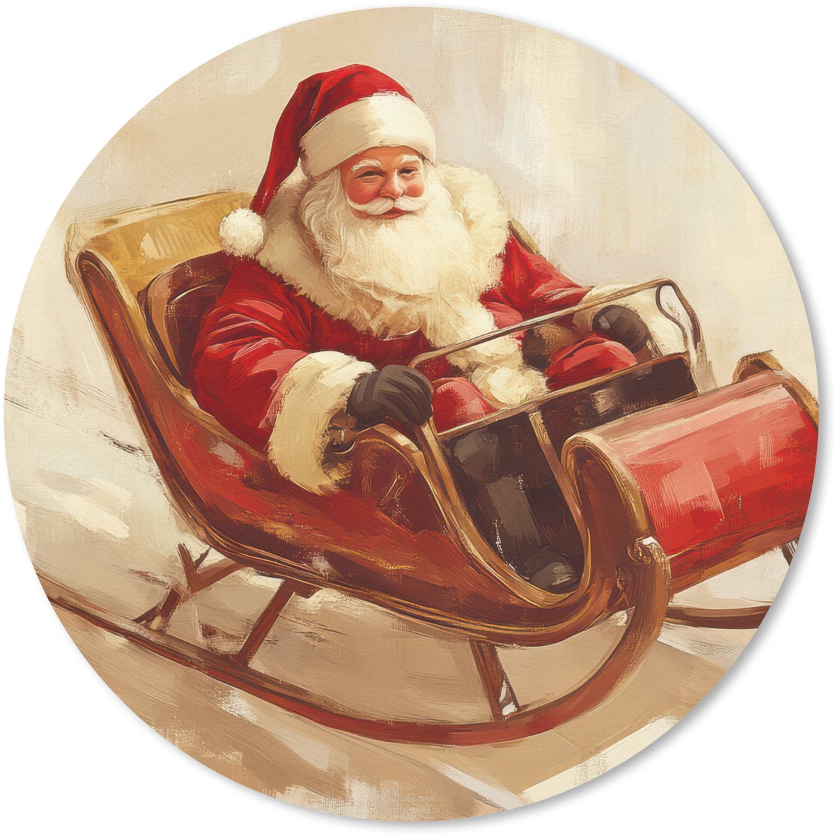 Muismat rond 30x30 cm - Mousepad Kerst - Slee - Kerstman - Ronde muismatten