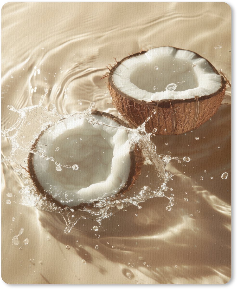 Muismat 19x23 cm - Mousepad Kokosnoot - Water - Beige - Spetters - Muismatten